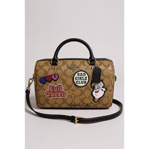 NWT Coach Disney X Coach Rowan Satchel Bag In Signature Canvas With Patches-Khak